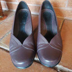 Dansko Reese Women's Leather Heel Slip on Shoes Red Wine Size 38 Pumps
